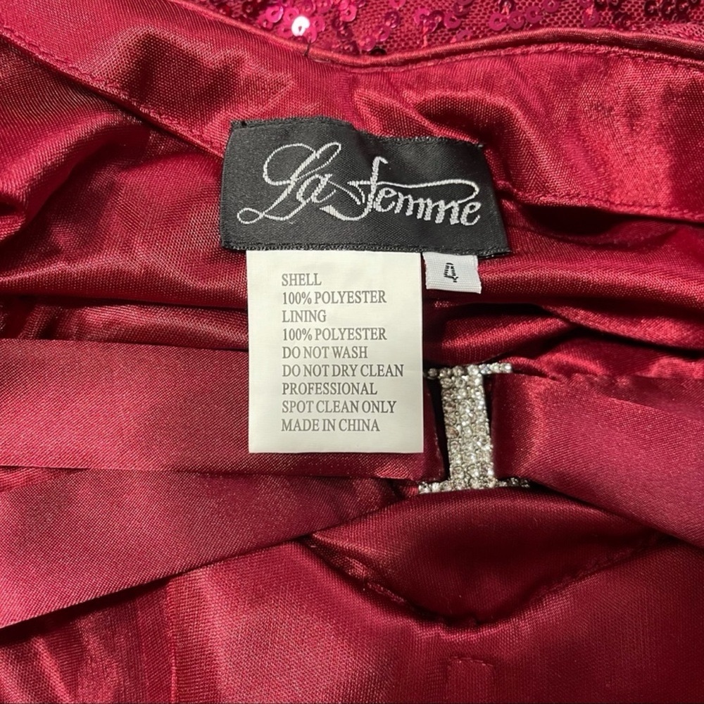 La Femme Red Sequin Strapless Formal Dress Prom Evening Gown Mermaid Size 4 - Picture 9 of 12